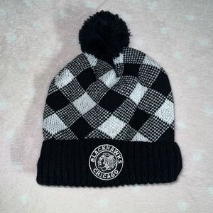 Blackhawks Black & White Beanie